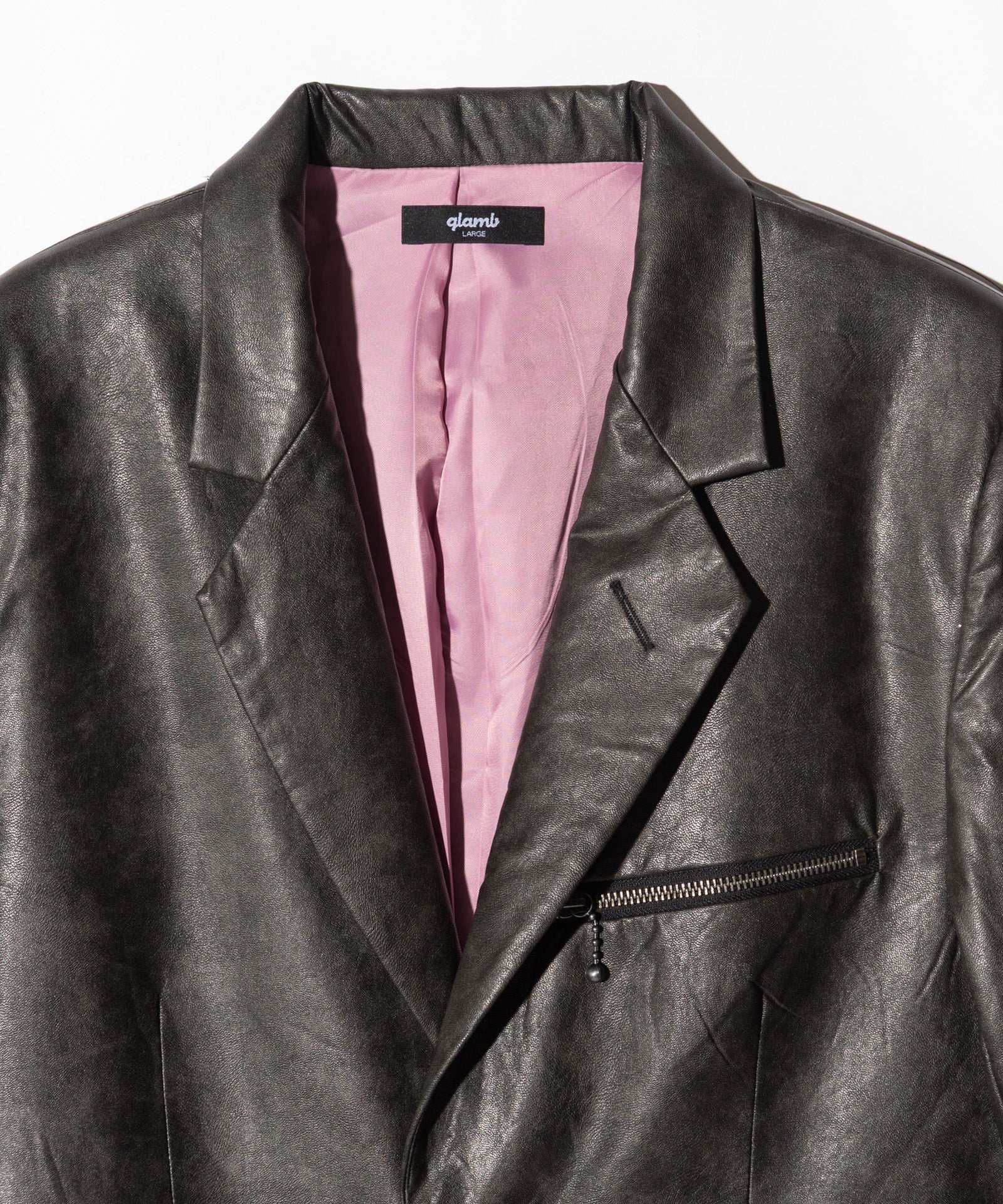GB0326/JKT10 : Synth Leather Tailored Jacket / シンセレザー