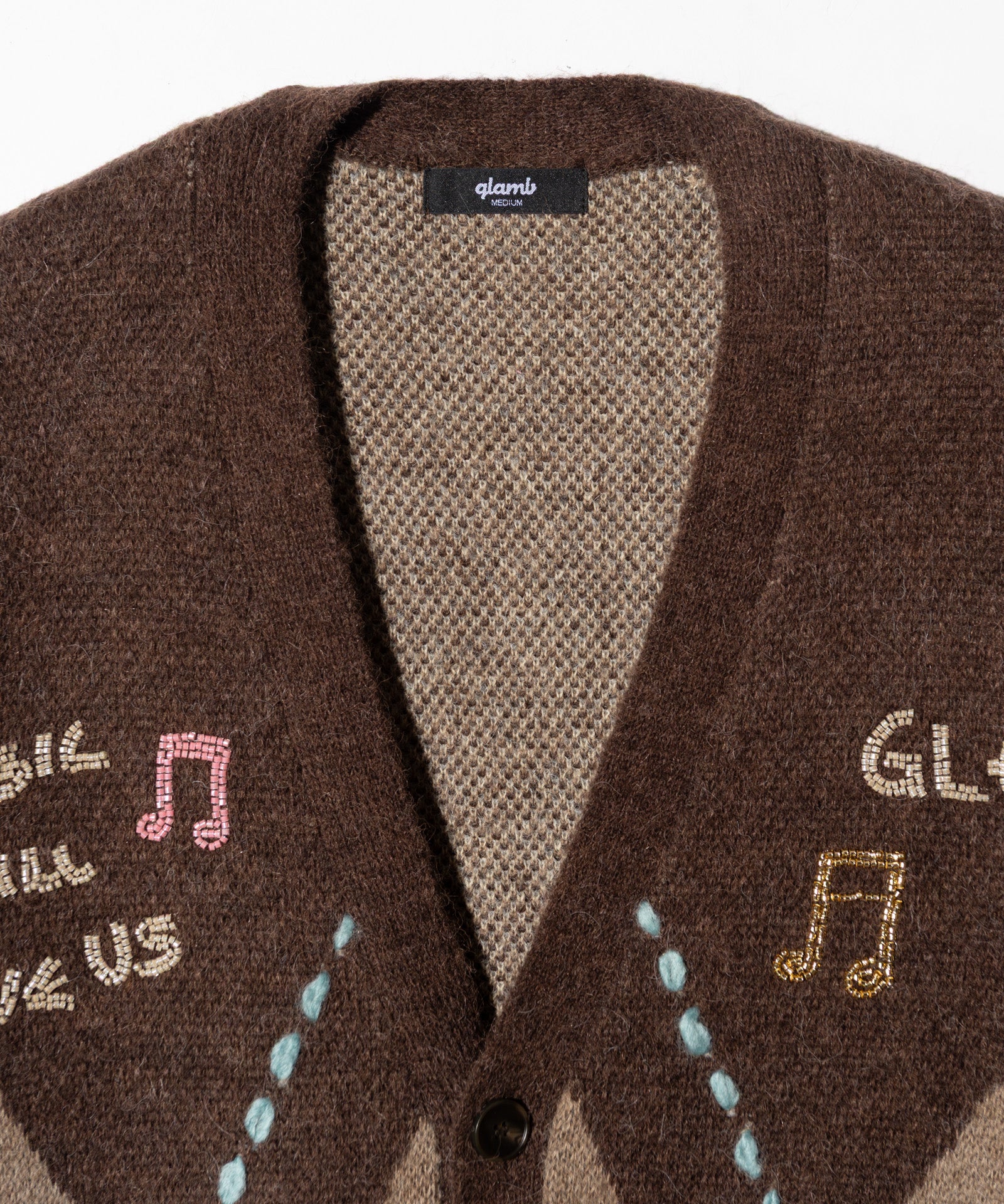 GB0326/KNT01 : Beadswork Argyle Cardigan / ビーズワークアーガイル