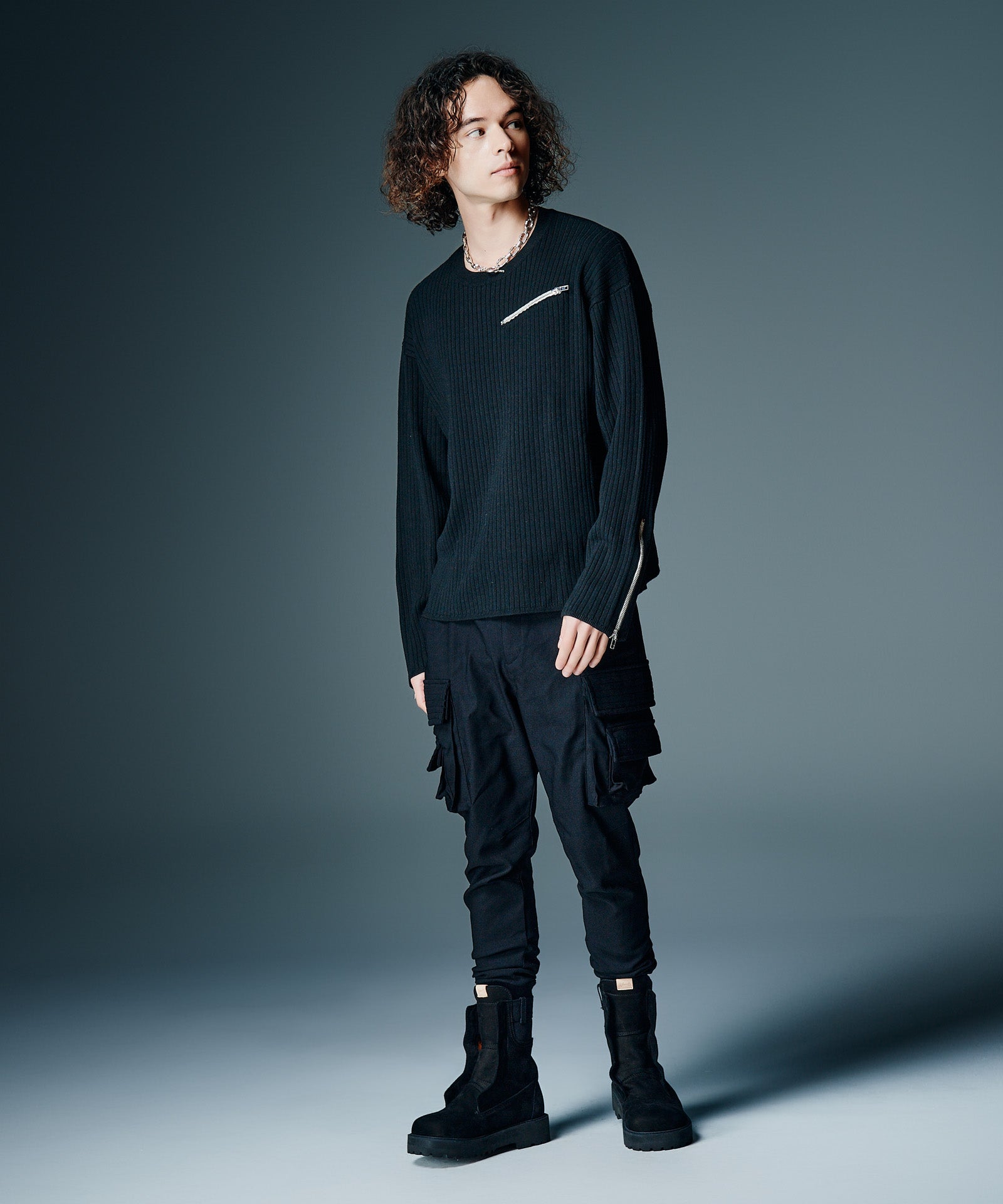 GB0326/KNT03 : Zip Rib Knit / ジップリブニット | glamb Online