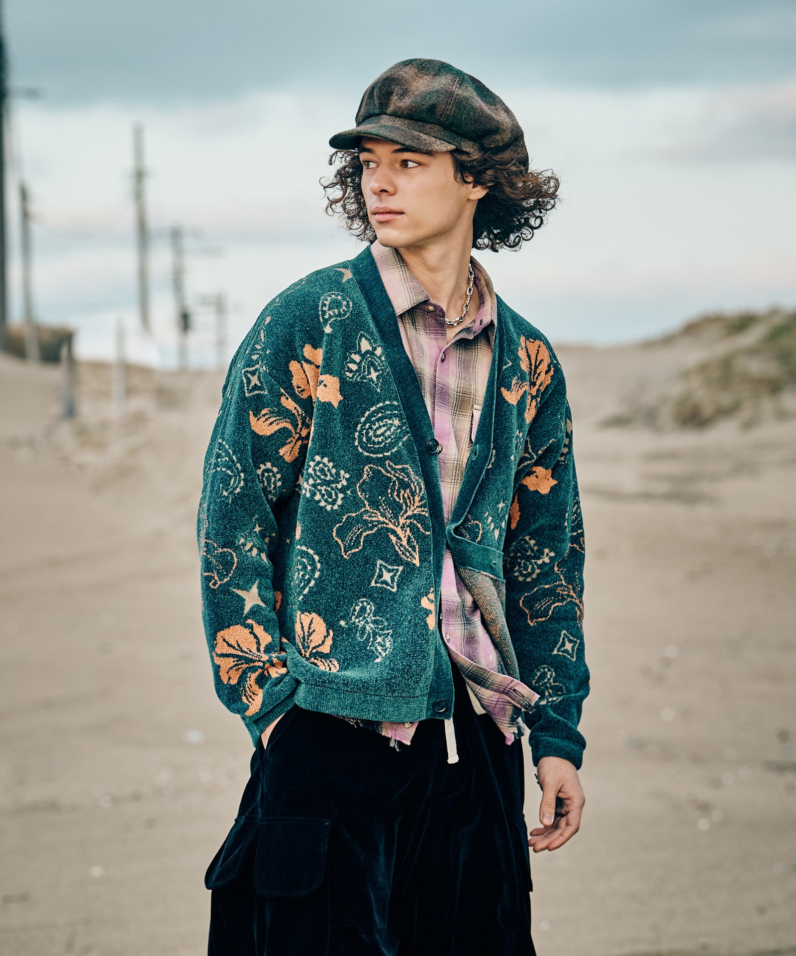 GB0326/KNT06 : Flower Paisley Cardigan / フラワーペイズリー