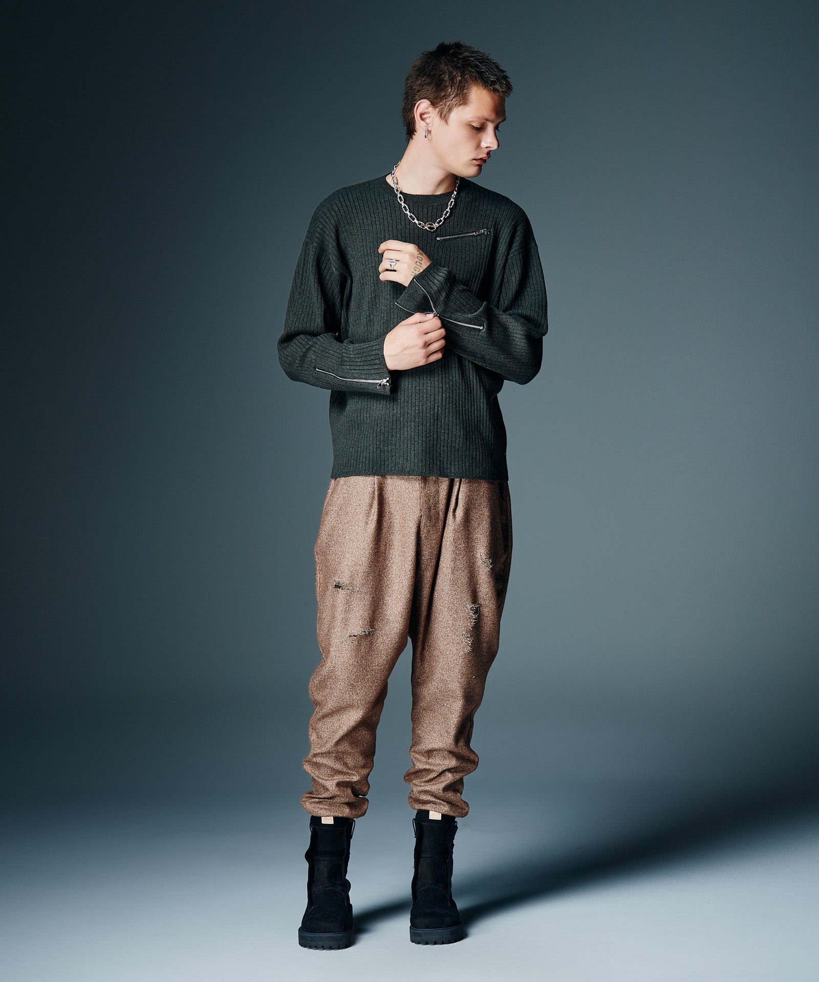GB0326/P05 : Tweed Jogger Pants / ツイードジョガーパンツ | glamb
