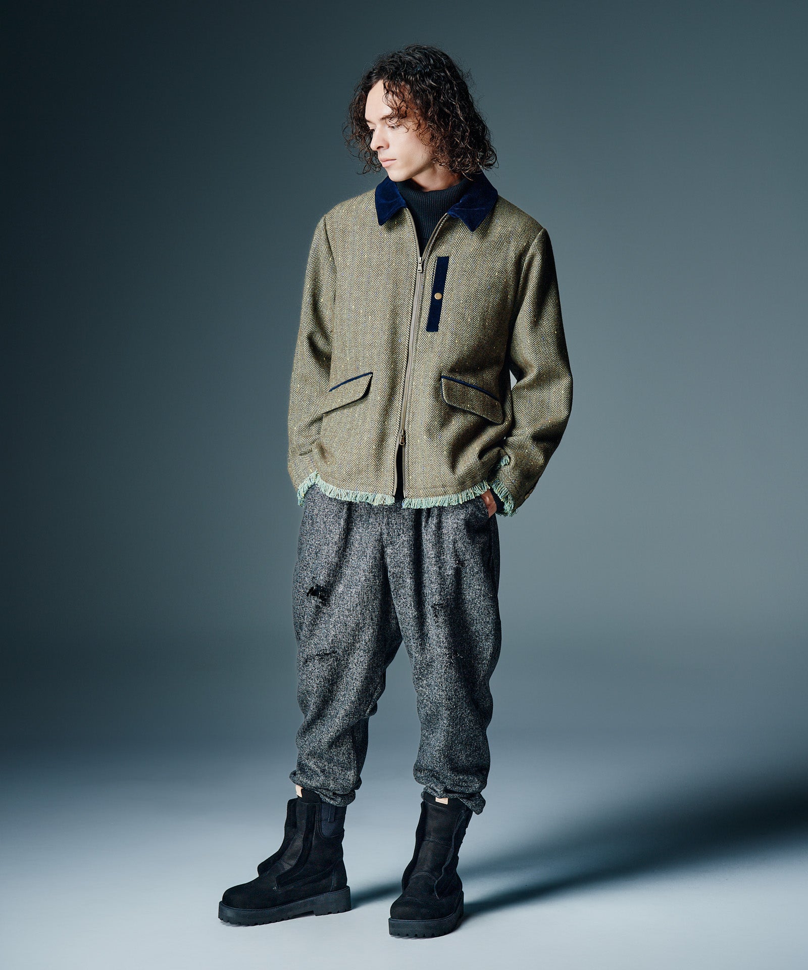 GB0326/P05 : Tweed Jogger Pants / ツイードジョガーパンツ | glamb