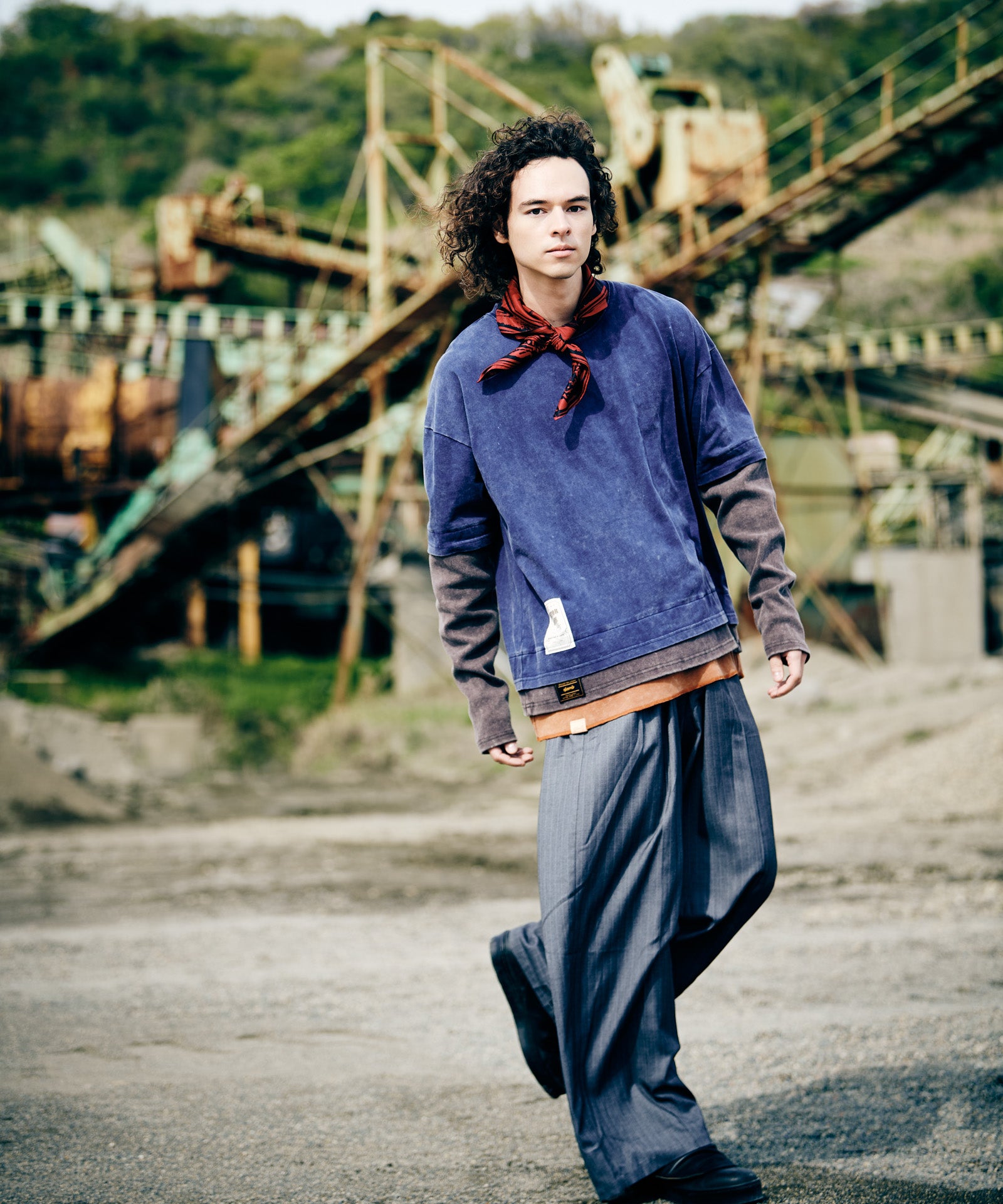 GB0326/P10 : Suit Fabric Baggy Pants / スーツファブリックバギー