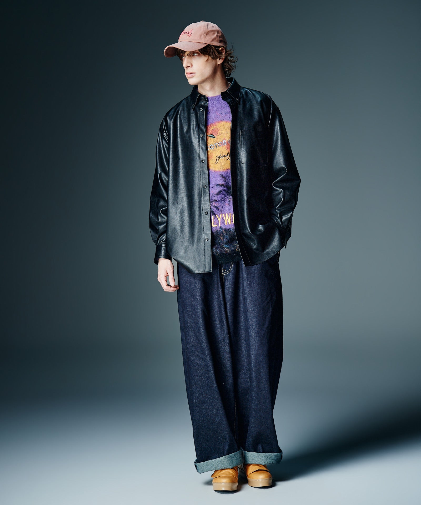【激シブ】backbone レザーシャツジャケット GB0326/SH06 : Synth Leather Button Down Shirt / シンセレザーボタン
