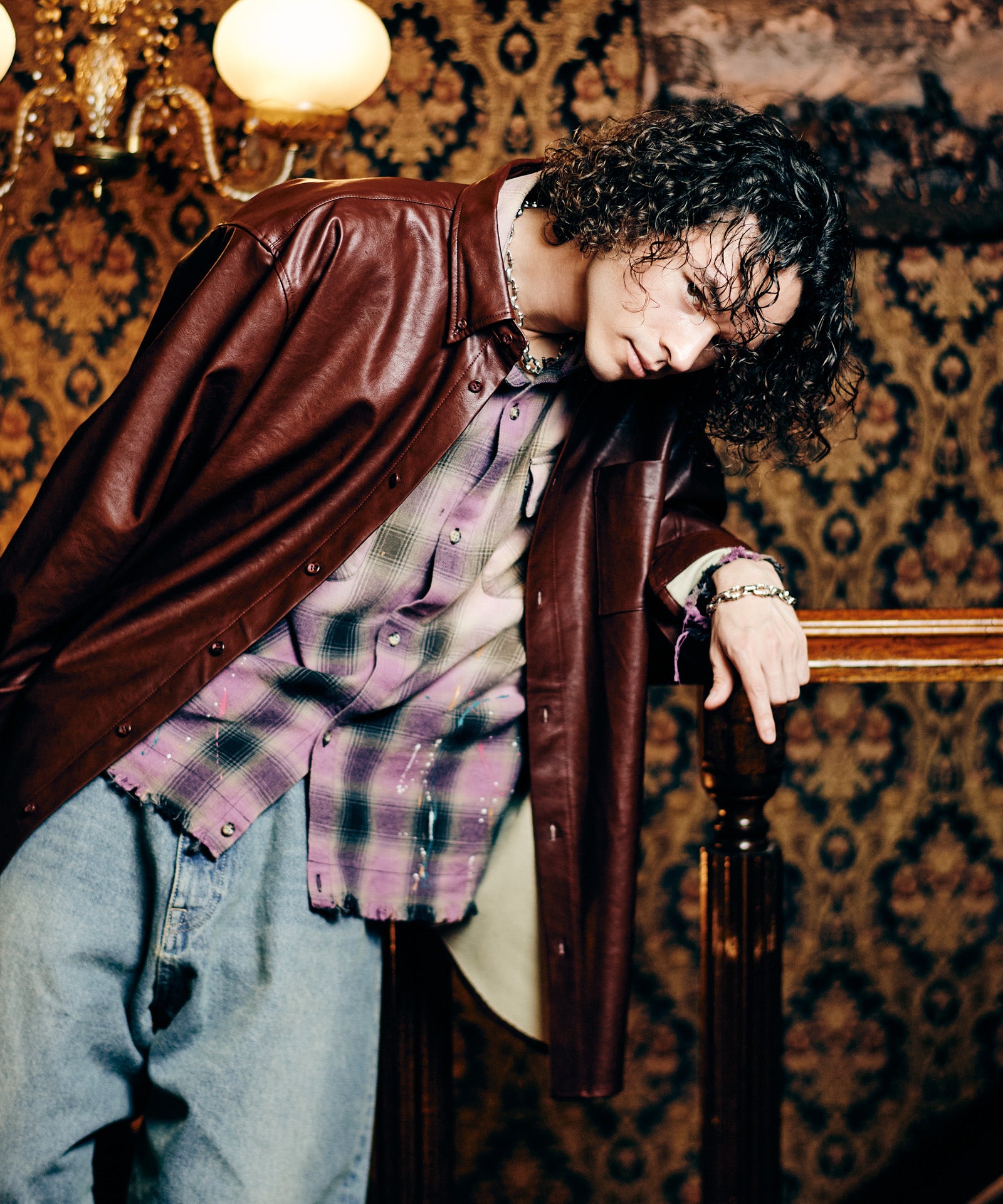GB0326/SH06 : Synth Leather Button Down Shirt / シンセレザーボタン