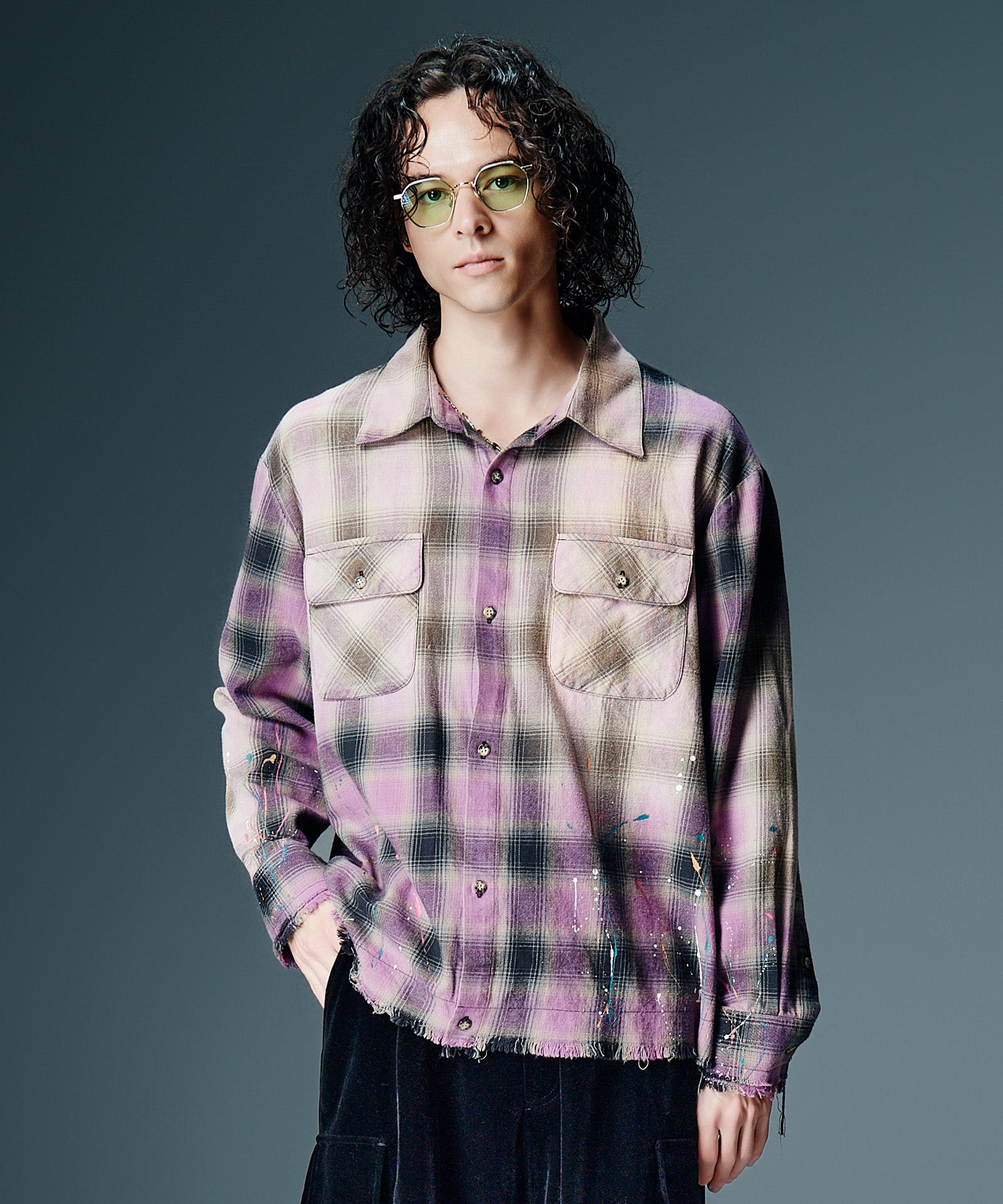 GB0326/SH07 : Paint Splash Check Shirt / ペイントスプラッシュ