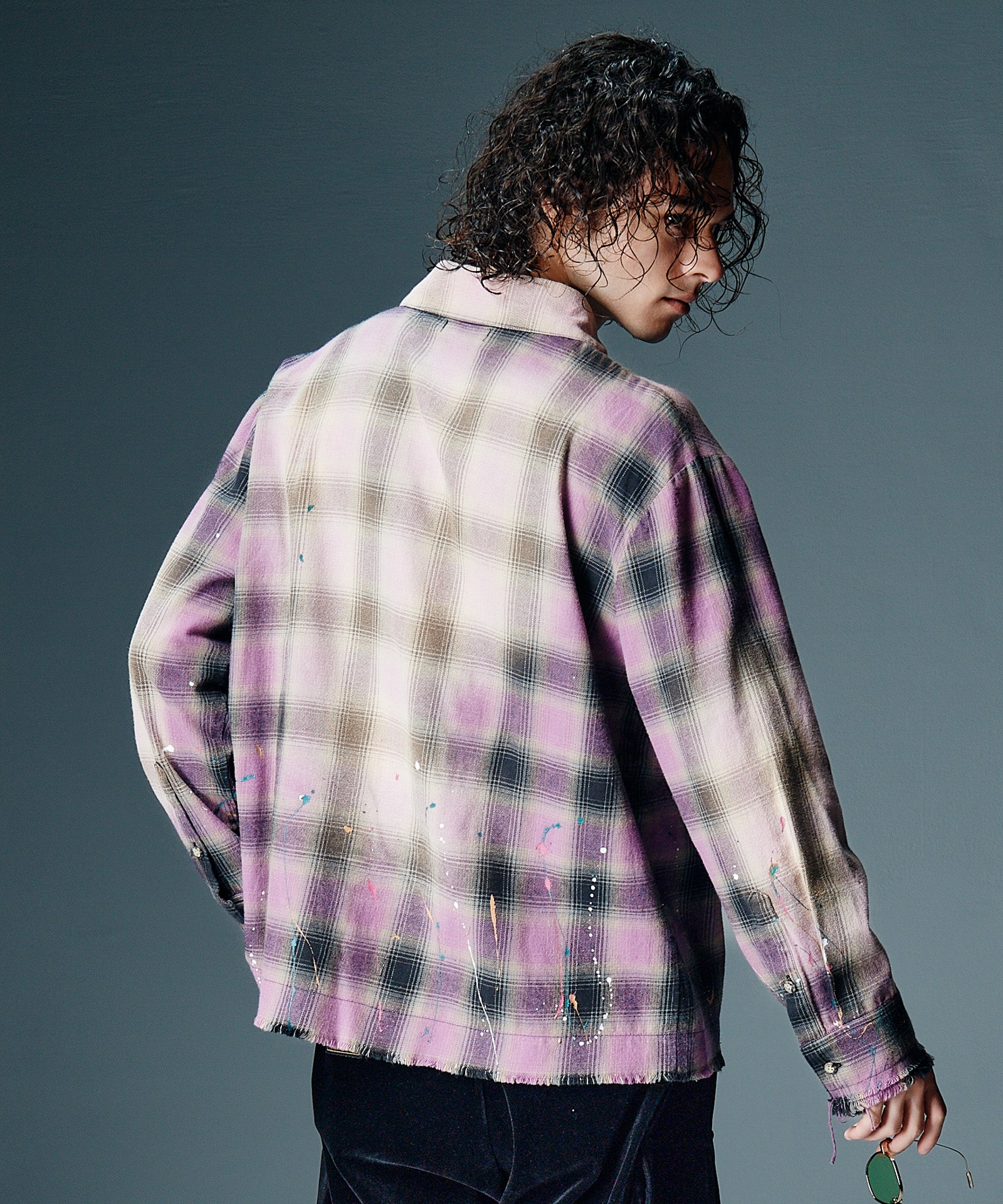 インカミングレーヨンチェックシャツS GB0326/SH07 : Paint Splash Check Shirt / ペイントスプラッシュ
