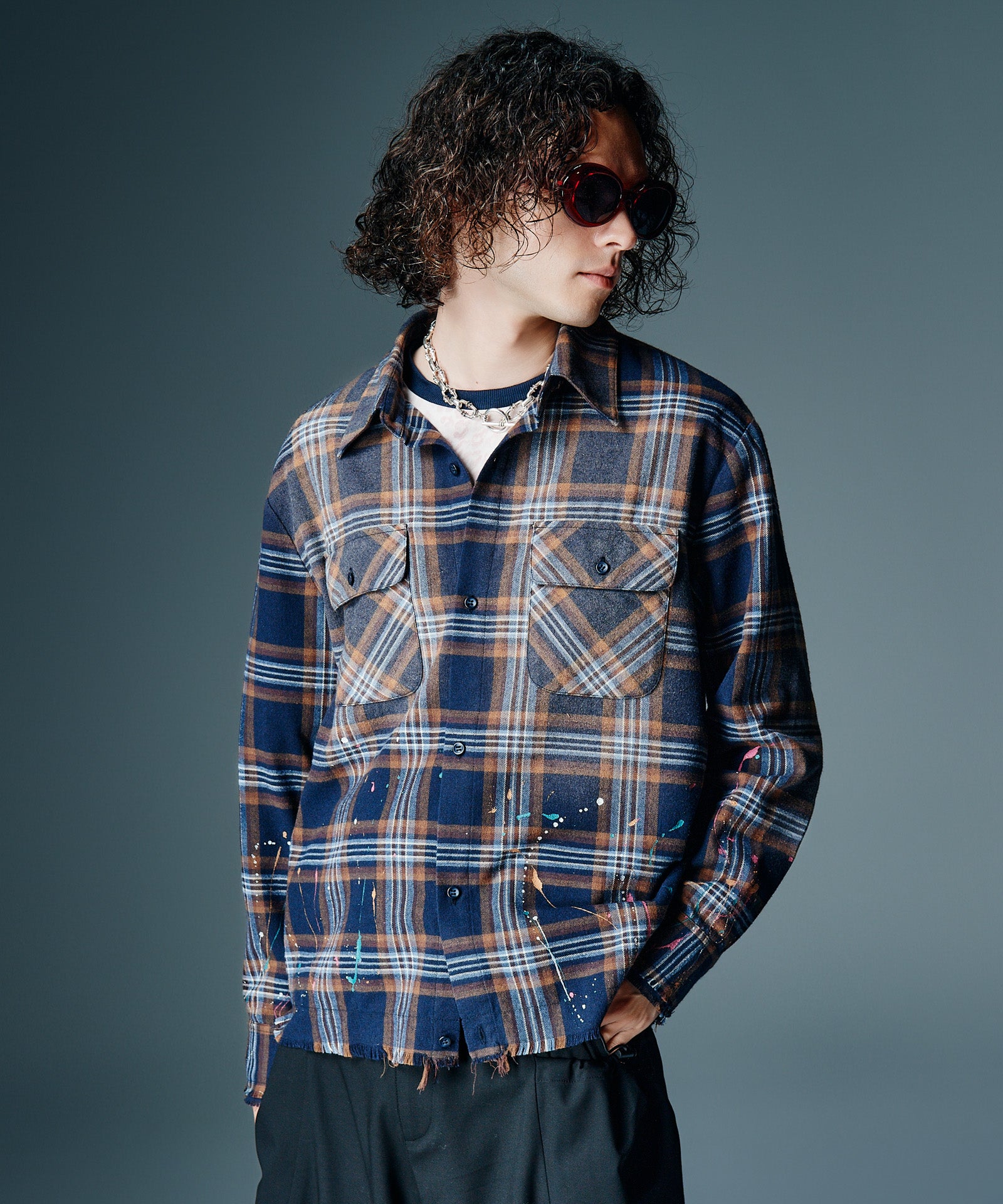 GB0326/SH07 : Paint Splash Check Shirt / ペイントスプラッシュ