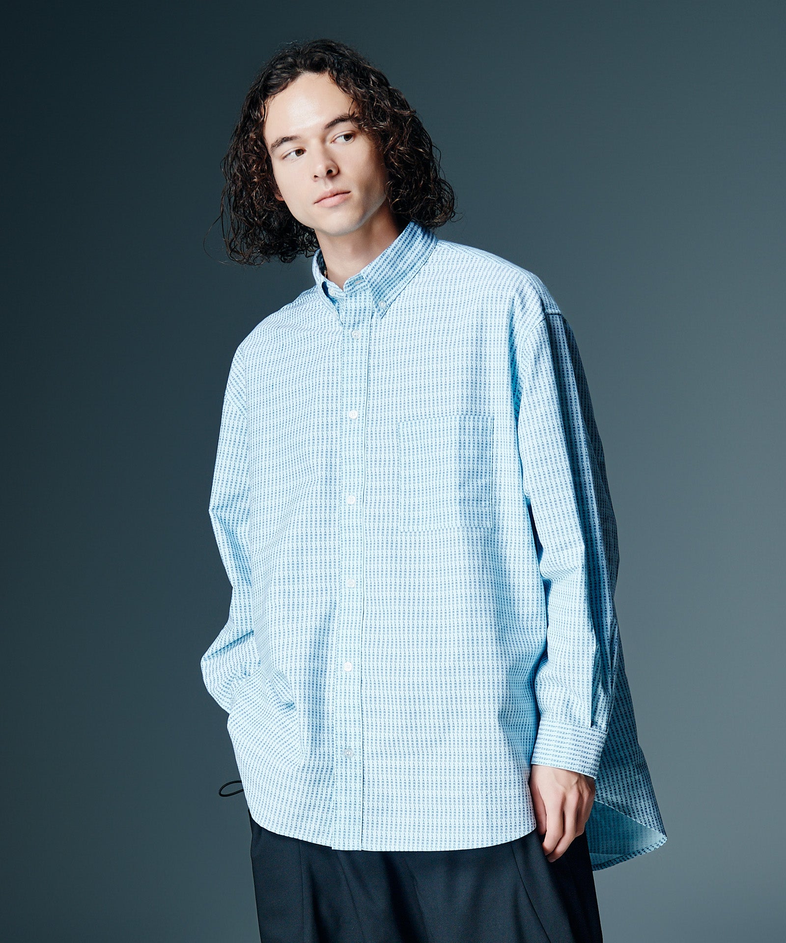 GB0326/SH08 : Stripe Logo Oxford Shirt / ストライプロゴ
