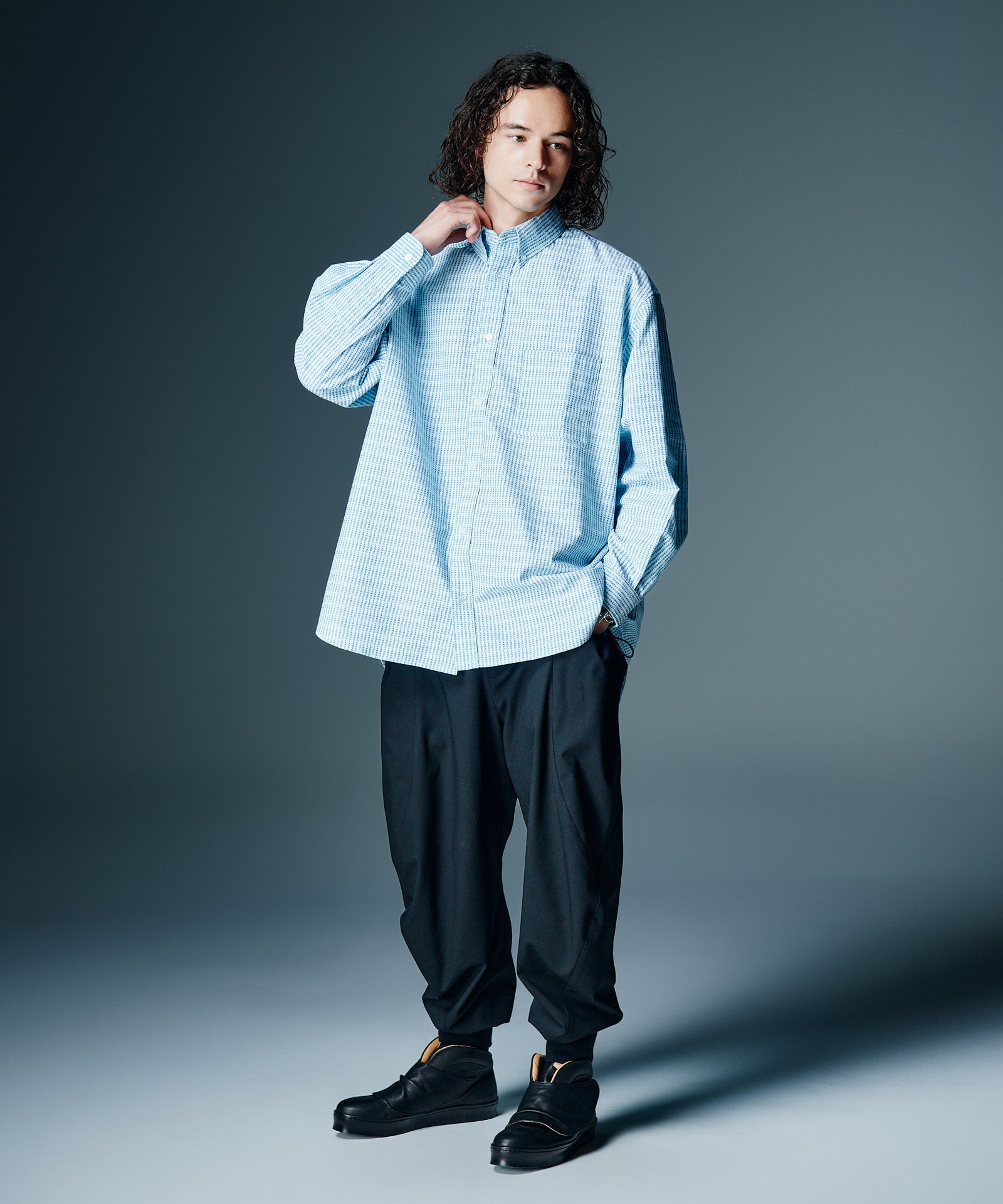 GB0326/SH08 : Stripe Logo Oxford Shirt / ストライプロゴ
