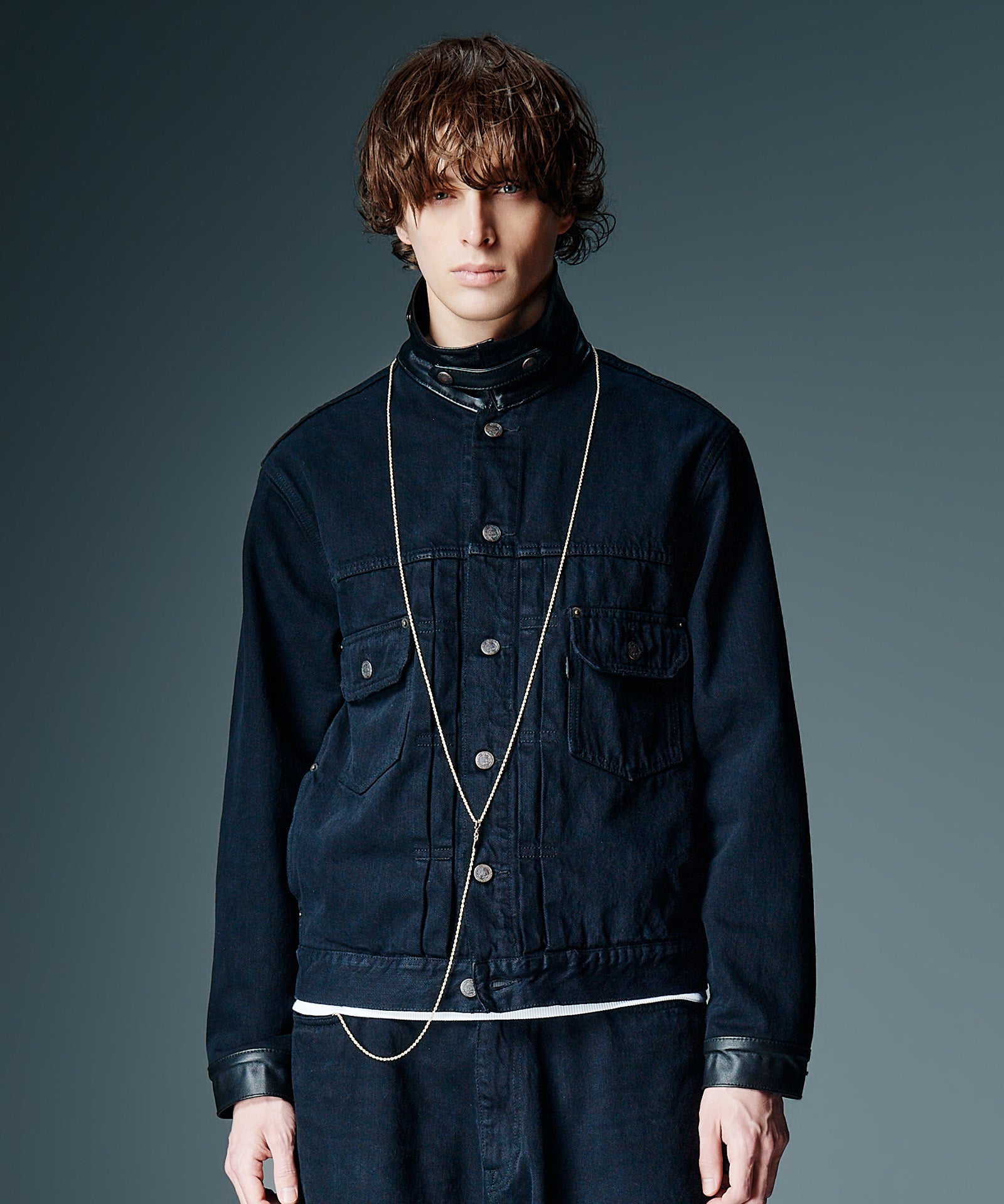 GB0326/ST01 : Leather Combination Denim Set Up / レザー