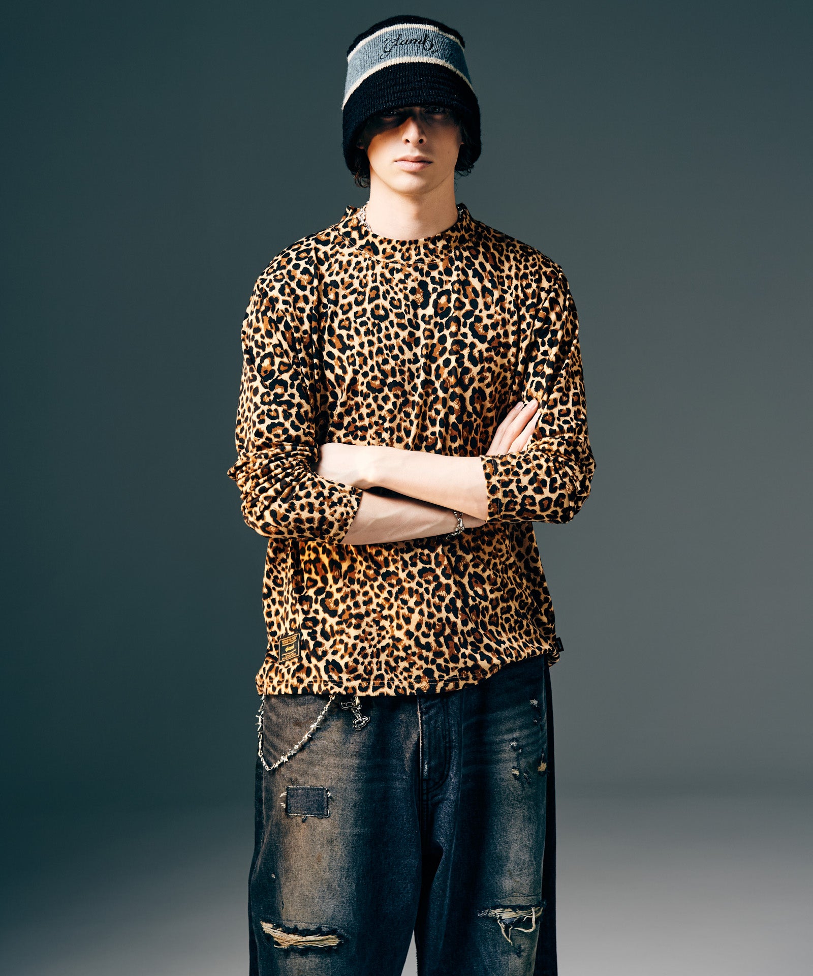 GB0425/CS07 : Leopard Mock Neck Cutsew / レオパードモックネック