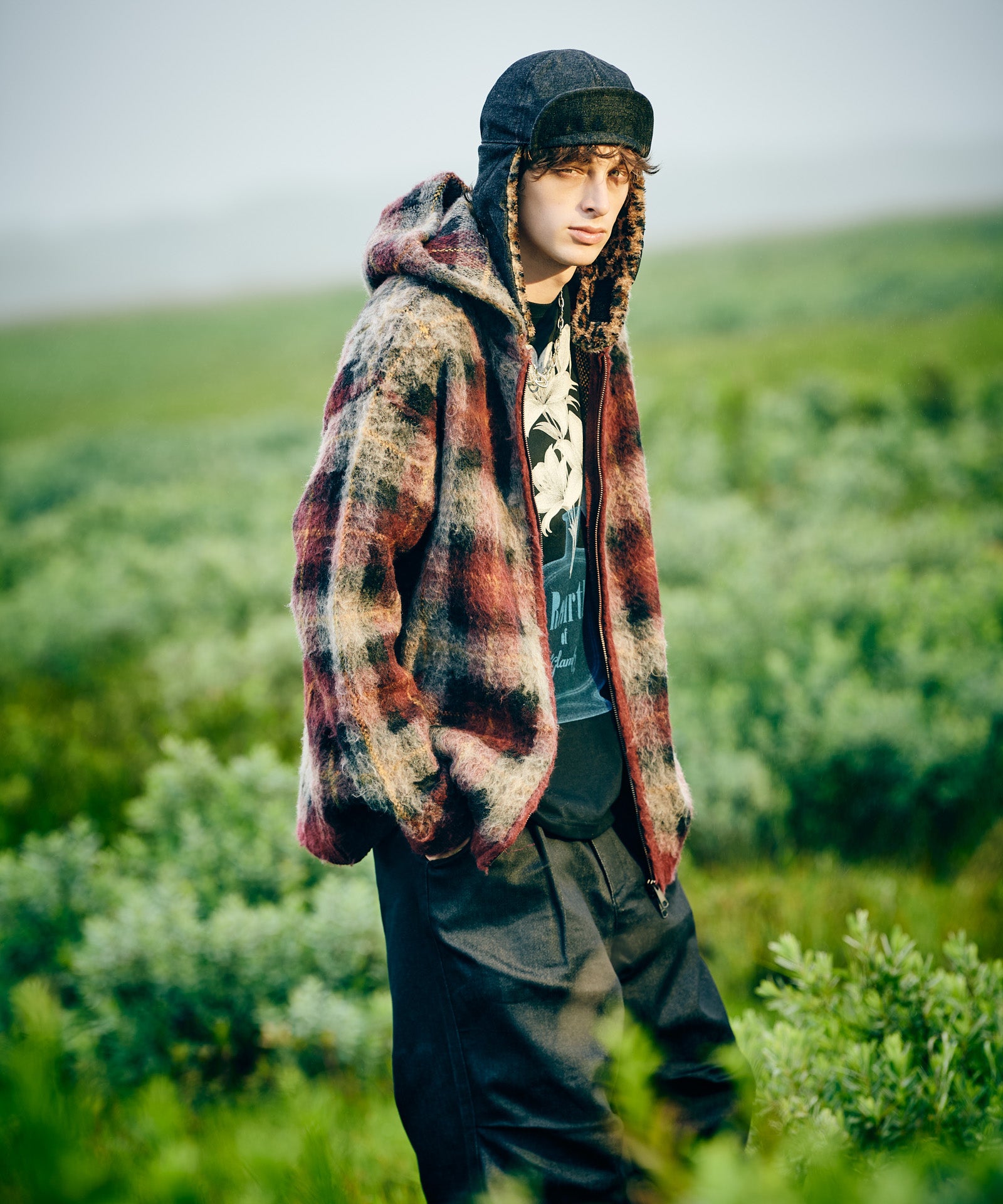 GB0425/KNT02 : Check Knit Hoodie / チェックニットフーディー GB0425/KNT02 : Check Knit Hoodie / チェックニットフーディー