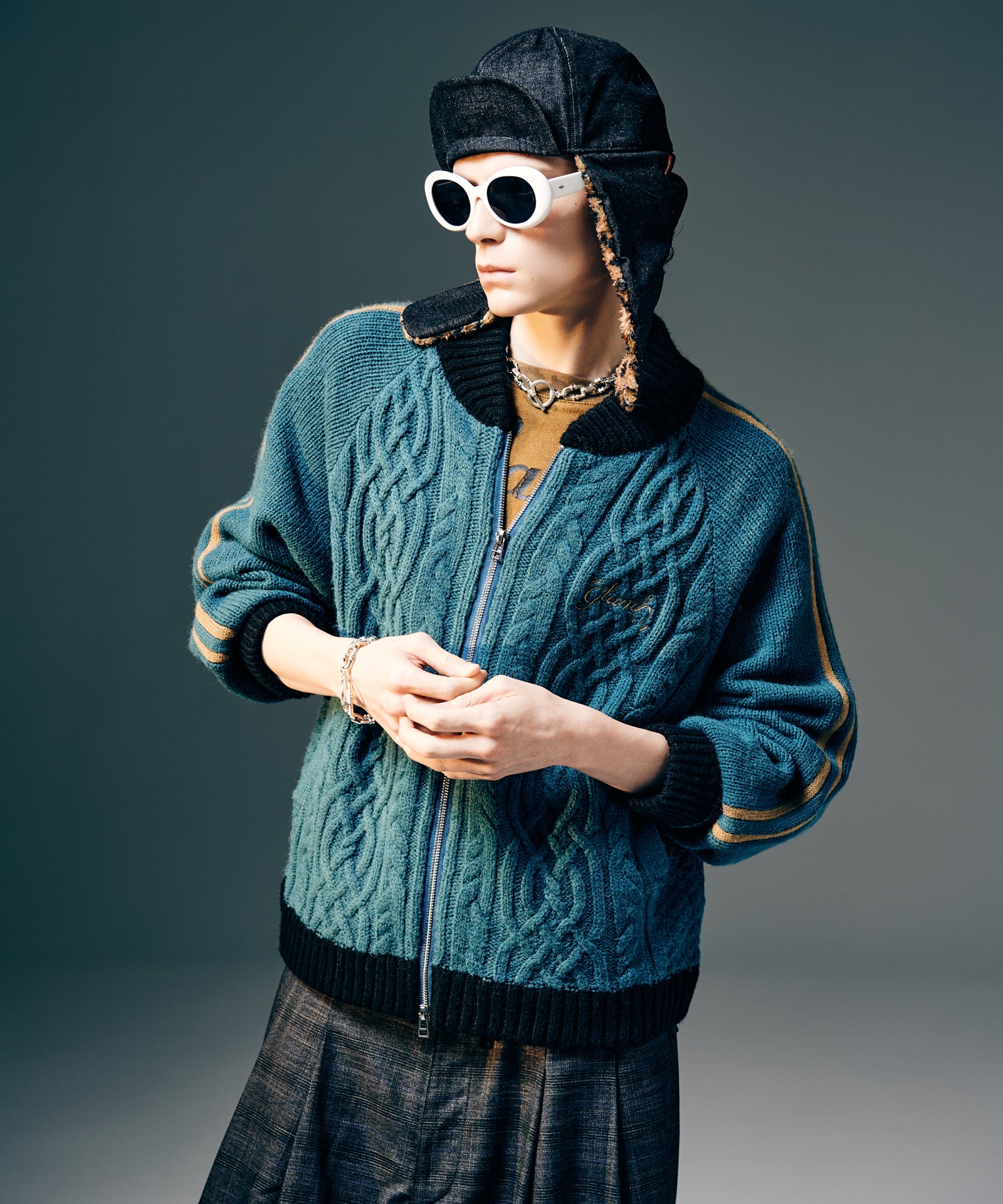 GB0425/KNT07 : Knit Line Jersey / ニットラインジャージー | glamb