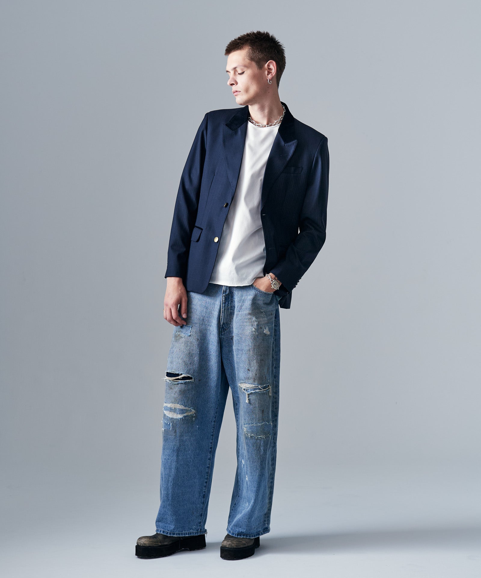 【glamb】レオンリブデニム☆Leon rib denim☆濃紺 glamb】レオンリブデニム☆Leon rib denim☆濃紺 glamb】レオン