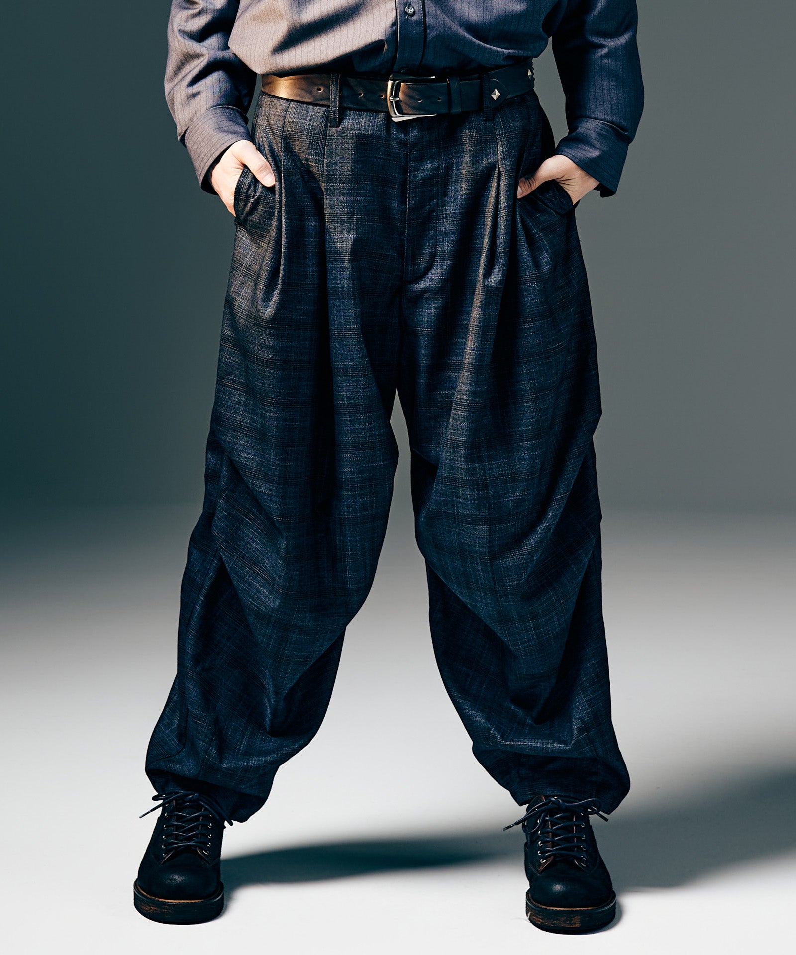 glamb　Glen Check Tuck Pants GB0425/P06 : Glen Check Tuck Pants / グレンチェックタックパンツ