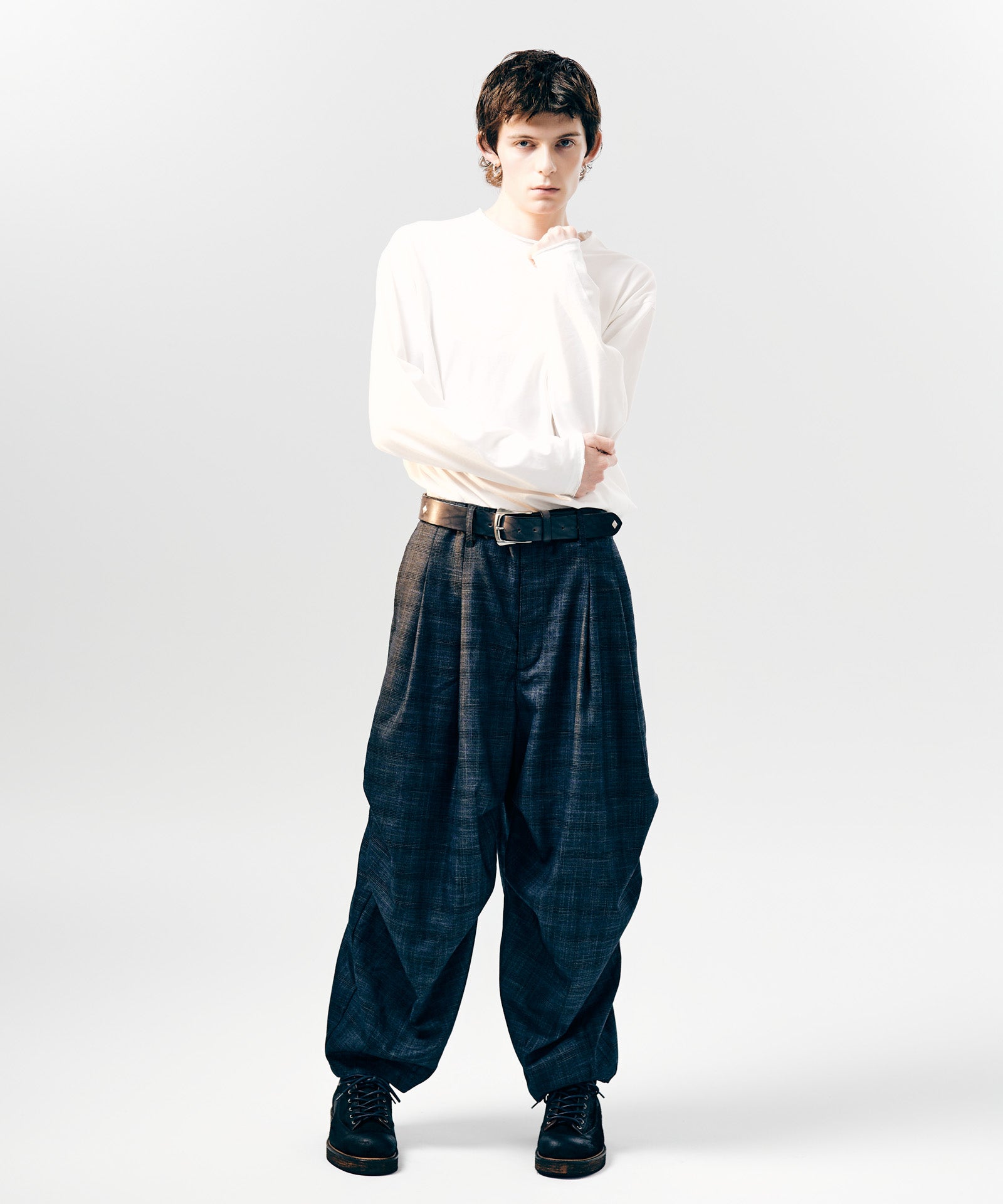 GB0425/P06 : Glen Check Tuck Pants / グレンチェックタック