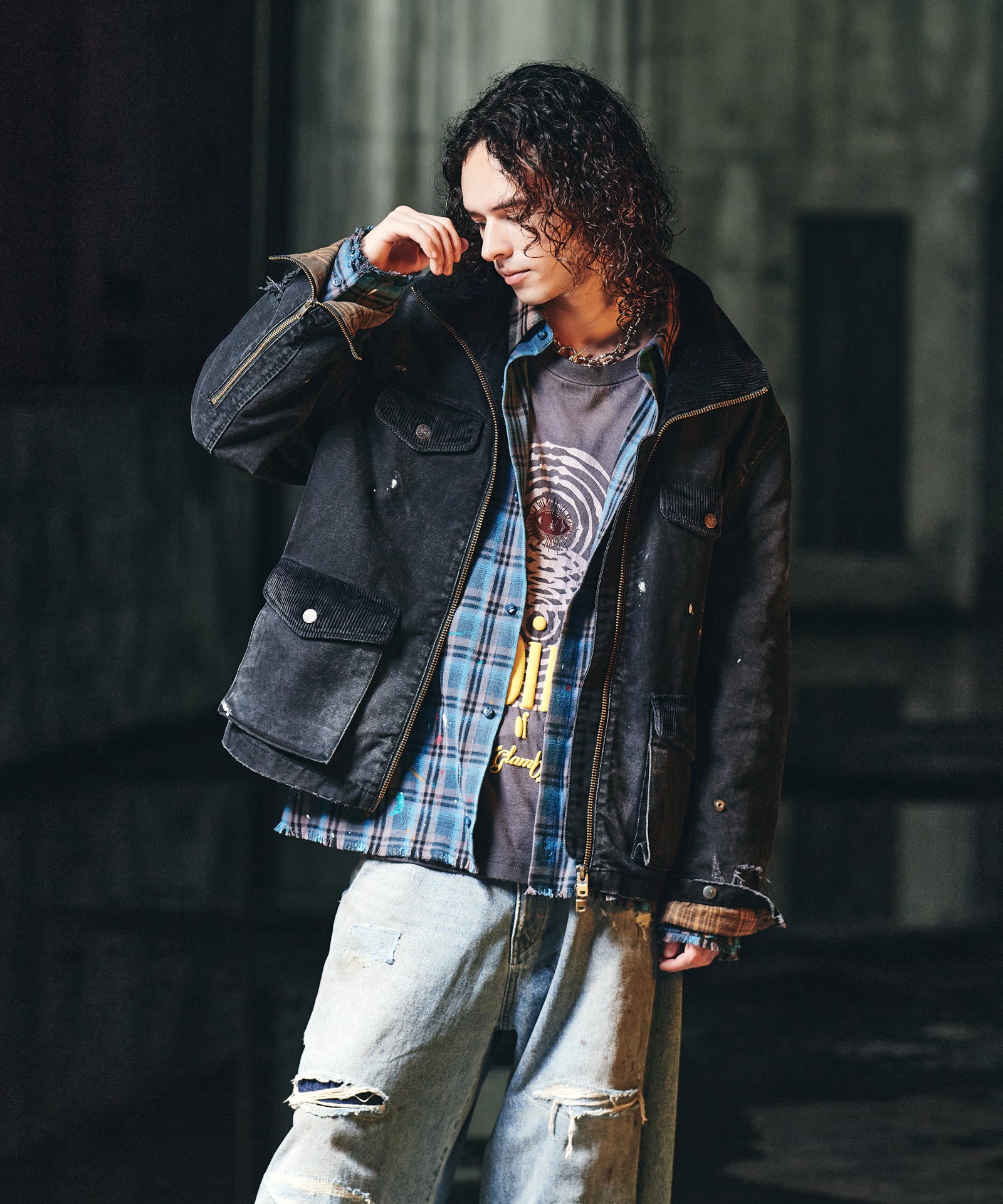 GB0425/SH01 : Splash Damage Flannel Shirt / スプラッシュダメージ