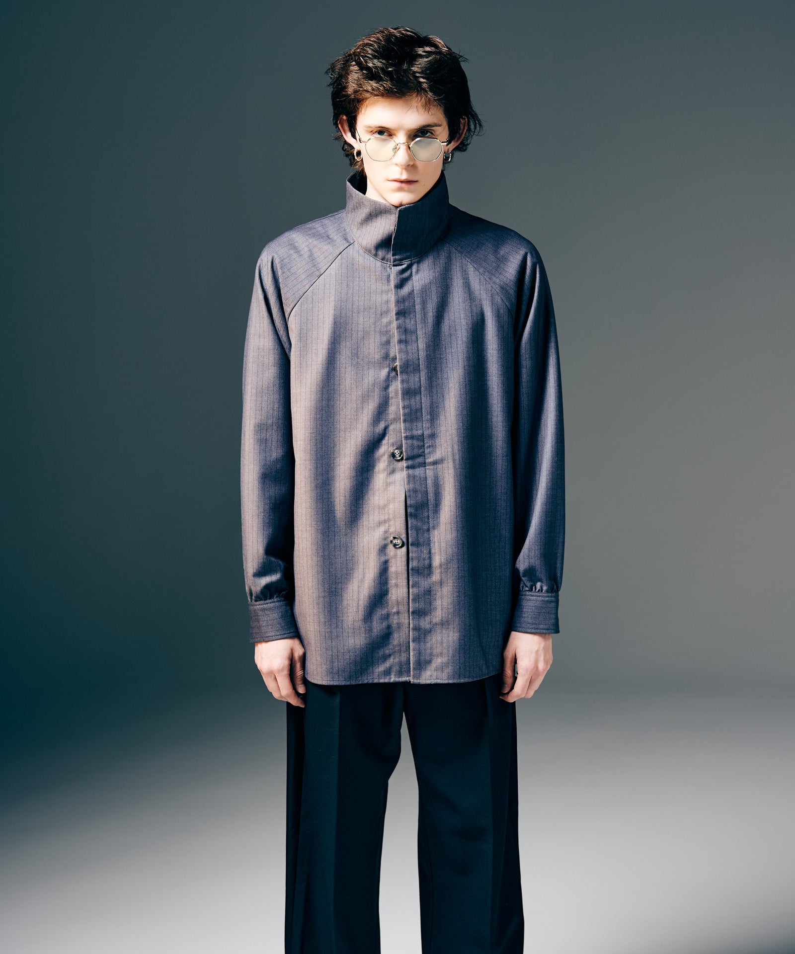 GB0425/SH06 : Suit Fabric High Neck Shirt / スーツファブリック