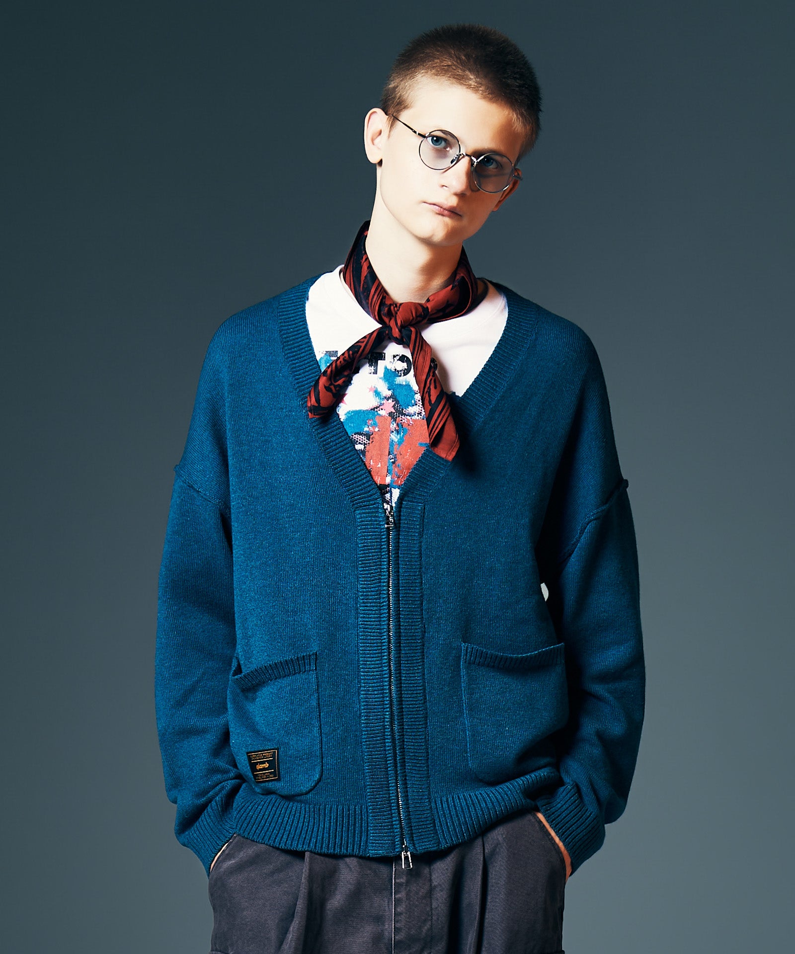 GB0326/KNT12 : Zip Knit Cardigan / ジップニットカーディガン