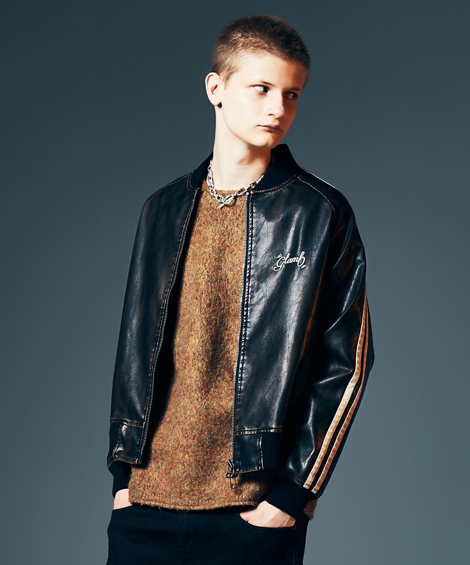 GB0326/JKT12 : Fade Leather Track Jacket / フェイドレザートラック