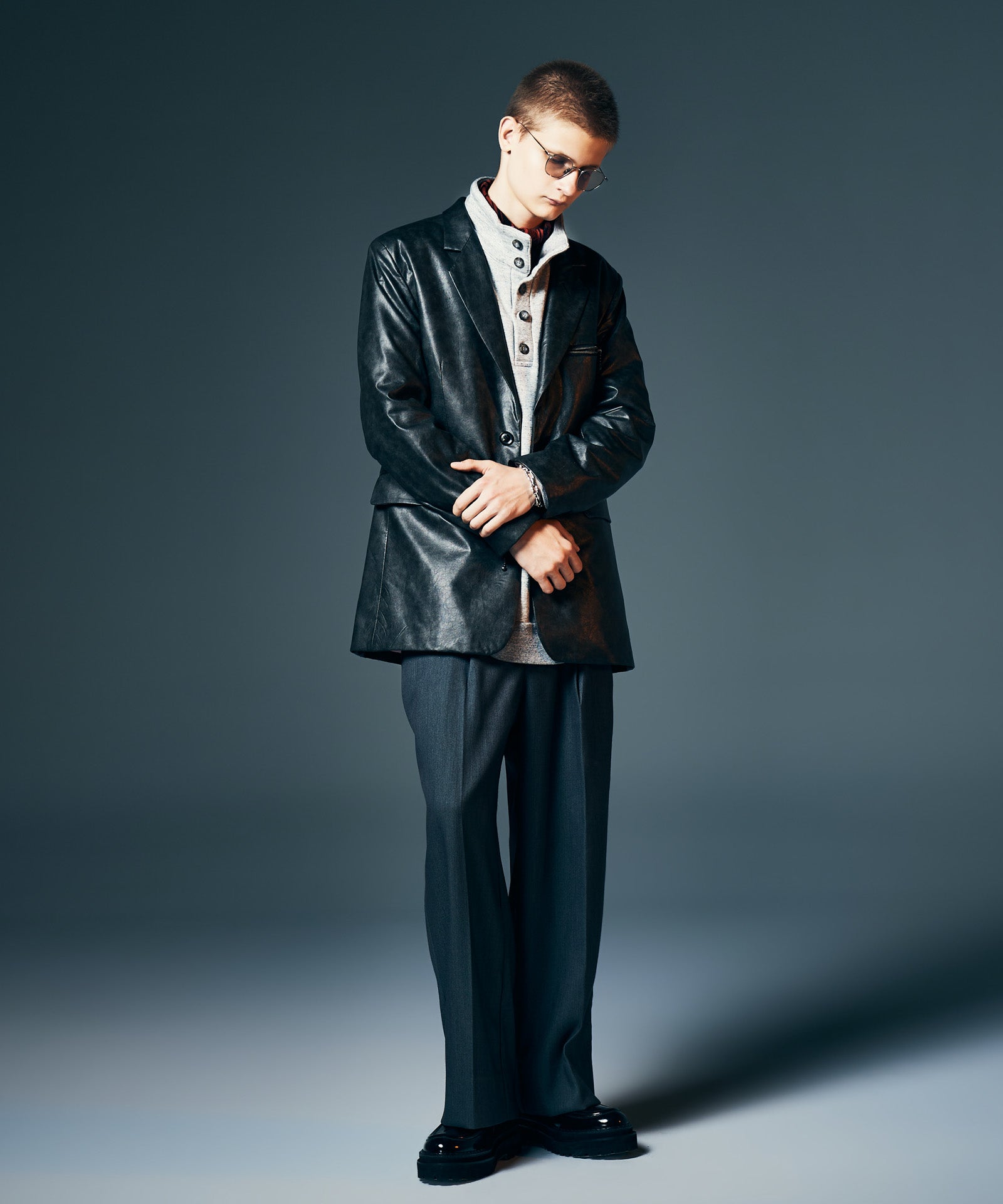 LGB テーラードジャケット GB0326/JKT10 : Synth Leather Tailored Jacket / シンセレザー