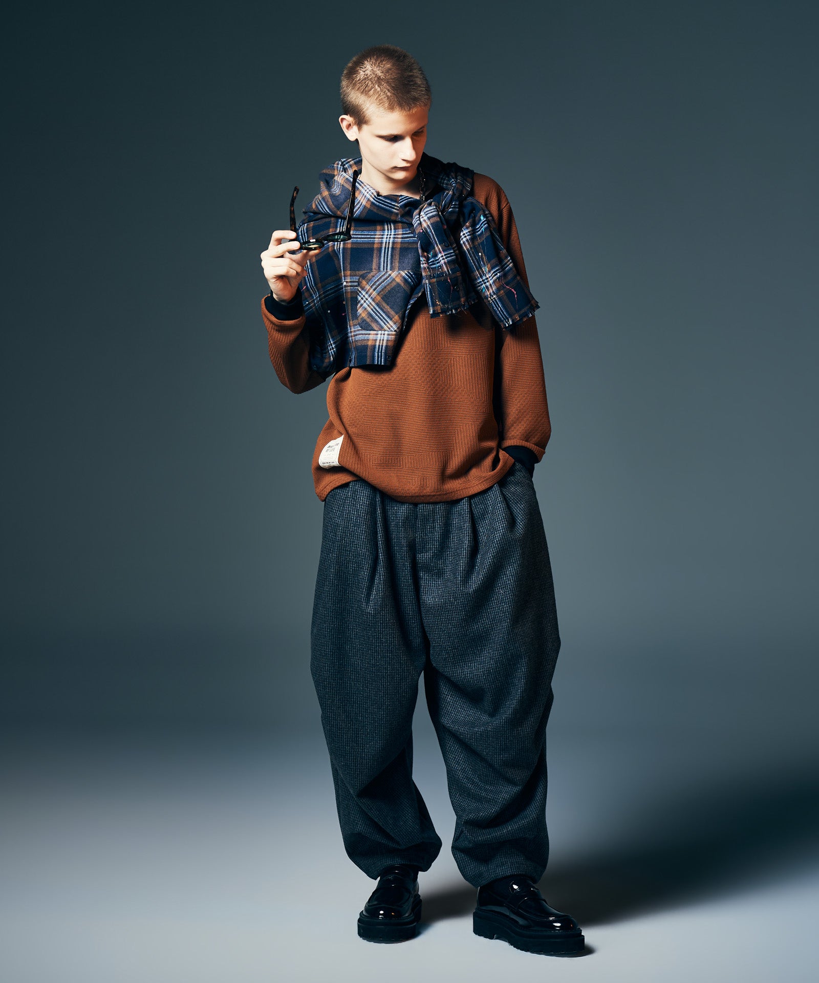 GB0326/P03 : Knee Tuck Check Pants / ニータックチェックパンツ