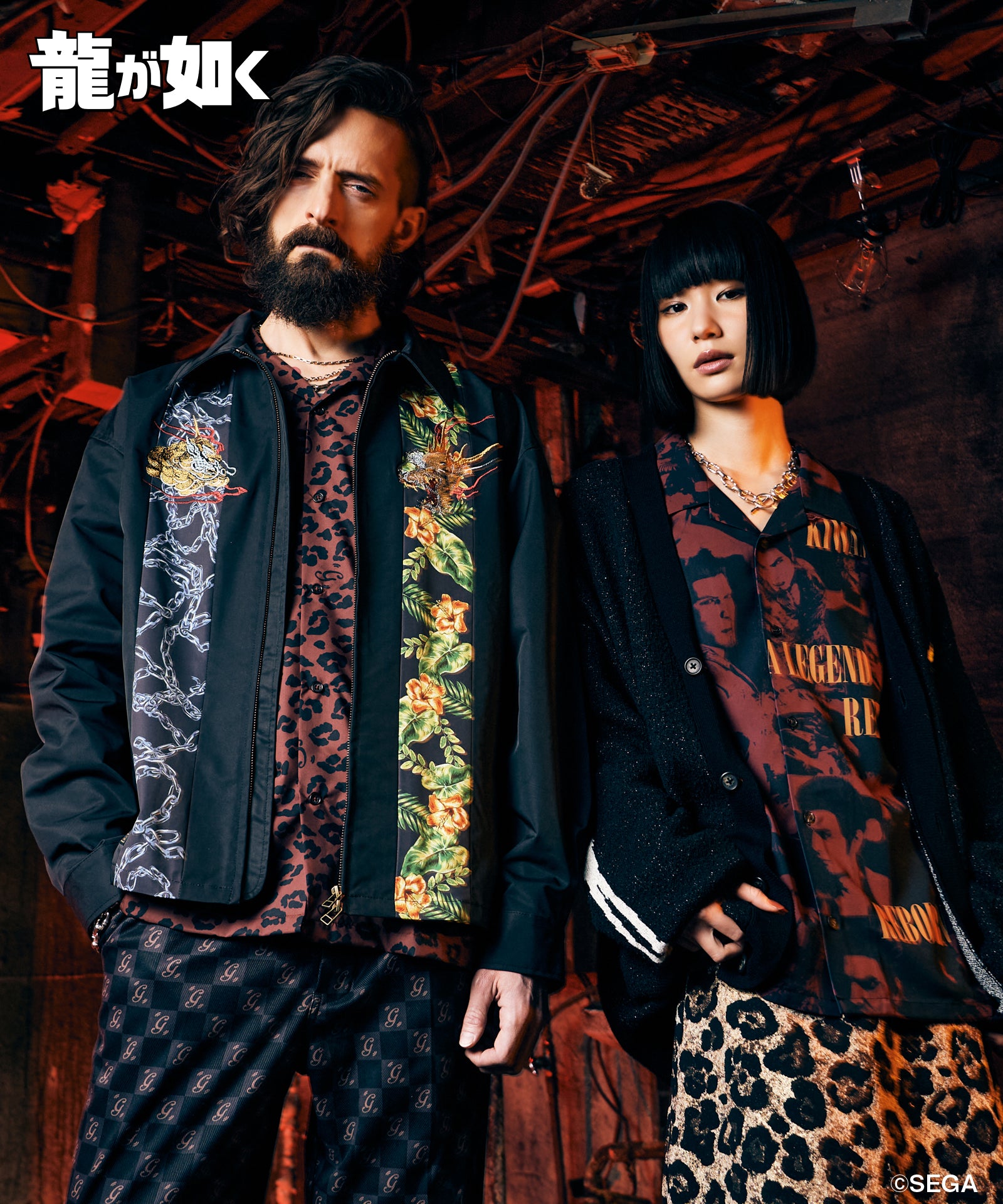 B*Y様 キリュウキリュウ　GLAY JIROモデル　チェーン柄ジャケット　YO キリュウキリュウ kiryuyrik Flare Jacket （Black / Red） -FASCINATE