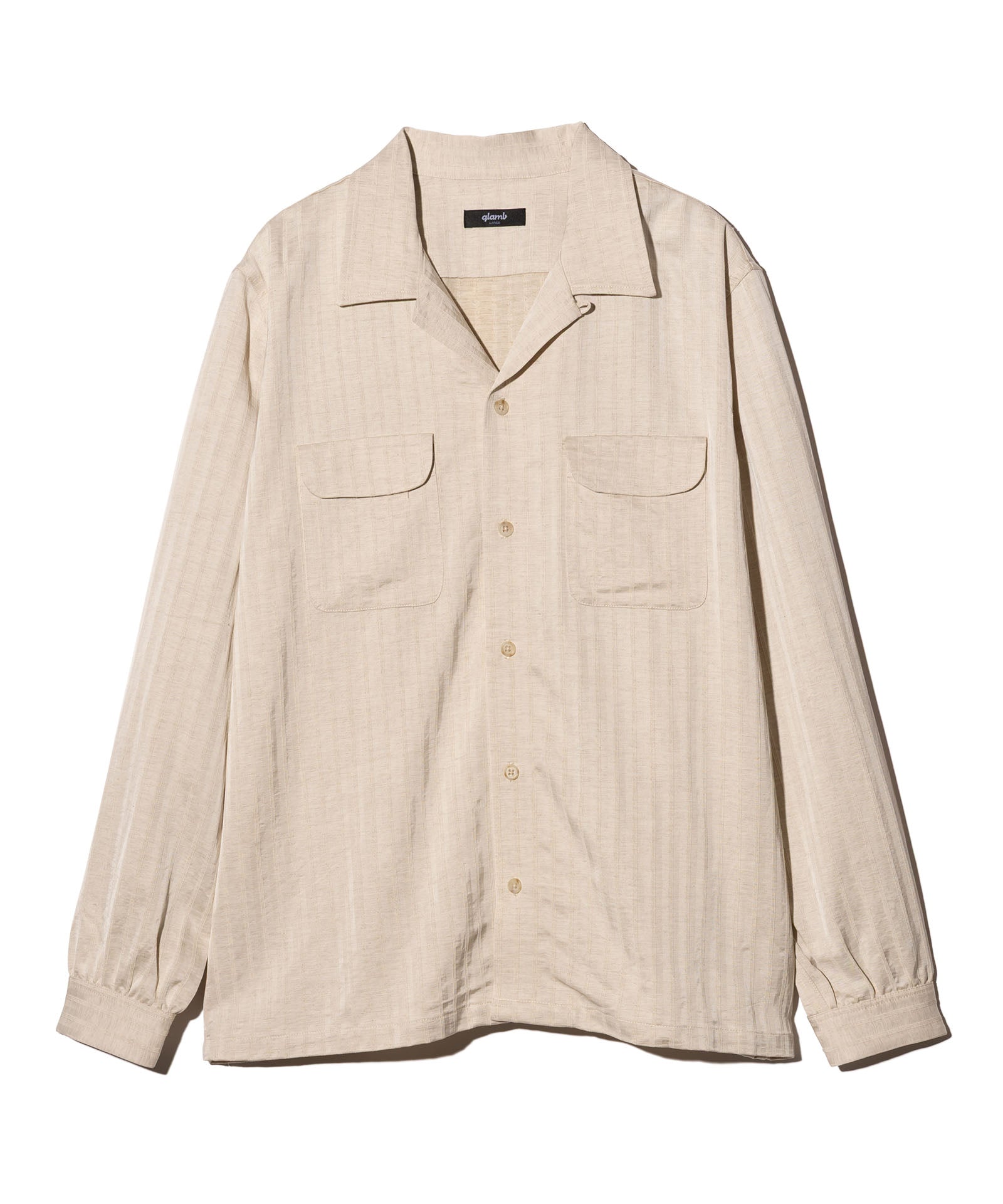 ★新品未使用 リネンストライプオーバーシャツ ベージュ★ GB0126/SH05 : Stripe Jacquard Linen Shirt / ストライプジャガード